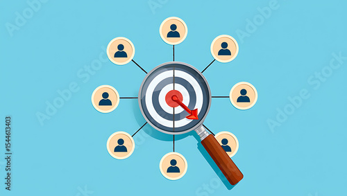 Target Audience Marketing Strategy Bullseye Magnifying Glass People Icons