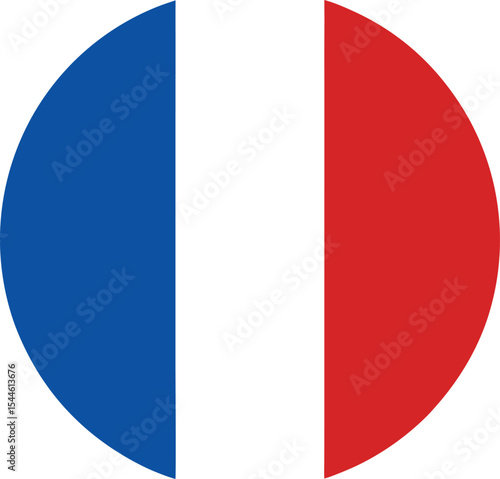 france flag icon in circular shape, french national symbol, tricolor vector design