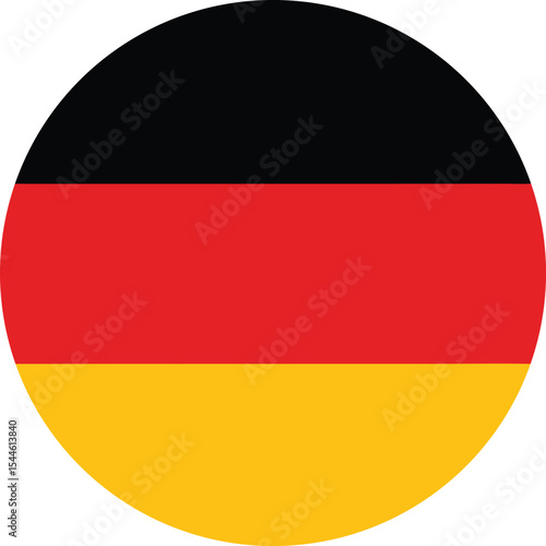germany flag icon in circular shape, german national symbol, tricolor vector art

