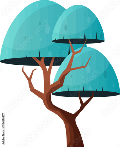 Arboreal Abstraction: A stylized illustration of a unique tree, rendered in vibrant hues and geometric shapes, perfect for projects that call for nature and creative graphic elements. 