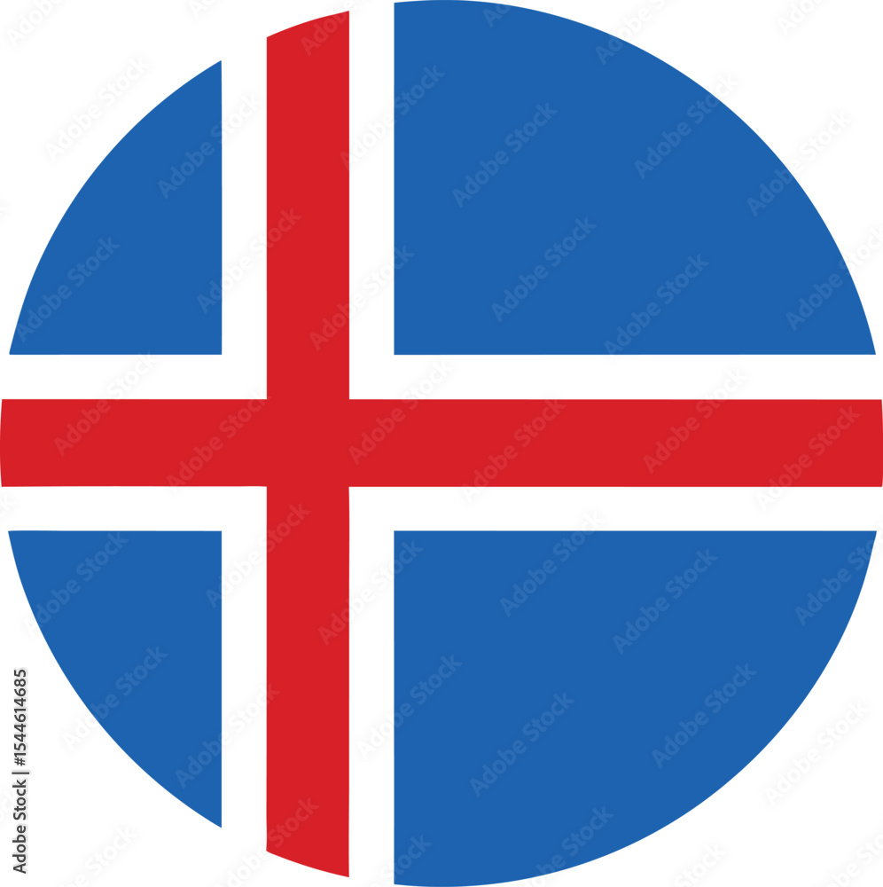 Fototapeta premium iceland flag icon in circular shape, nordic cross symbol, vector national design