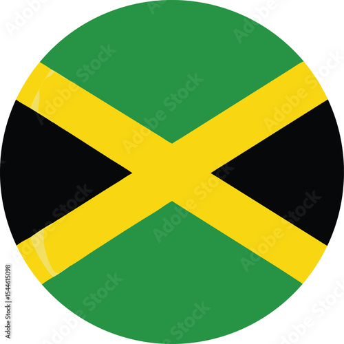 jamaica flag icon in circular shape, jamaican national symbol, vector design

