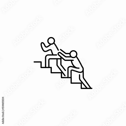 person helping stairs icon sign vector