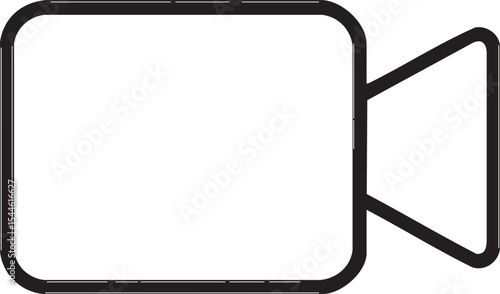Simple Black and White Video Camera Icon with Rounded Edges and a Minimalist Design Style black
