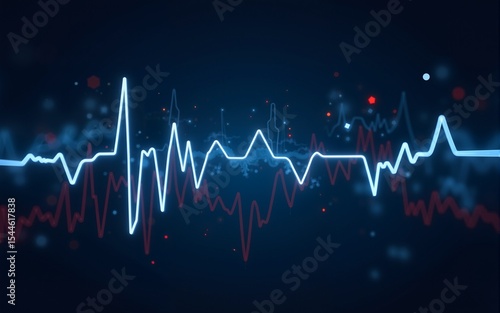 Animated stock market graph pulsing with the ebb and flow of financial activity, reflecting a dynamic heartbeat. High quality