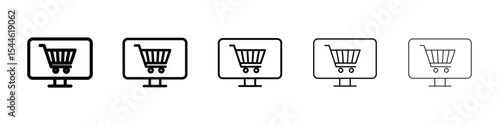 Online shopping icon filled flat sign concept for web design.
