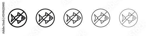 No fish icon filled flat sign concept for web design.
