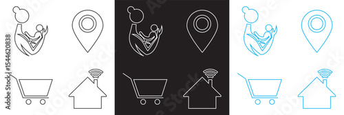 Icons for public navigation. Vector for websites, mobile interfaces, presentations, banner, visual branding etc. Vector illustration. isolated on white and black background. EPS 10