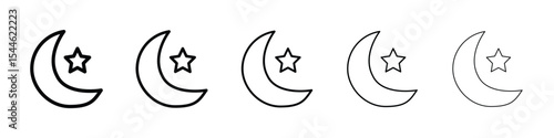 Moon and star icon filled flat sign concept for web design.
