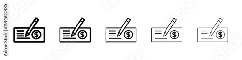 Money check icon filled flat sign concept for web design.