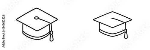 Graduation caps representing academic achievement and celebration of educational milestones in a minimalist style