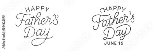 Creative Father's Day designs featuring elegant scripts and date display for festive celebration