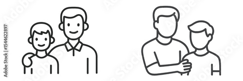 Family bonding between a father and son with warm smiles during a sunny day at the park