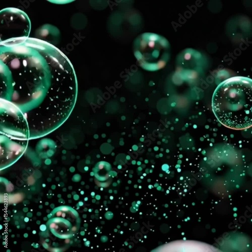 Wallpaper Mural Transparent bubbles on a dark green background Torontodigital.ca