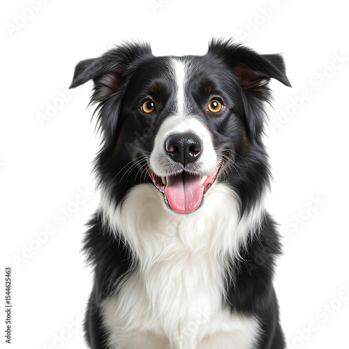 Happy border collie dog portrait isolated on transparent background isolated on white background