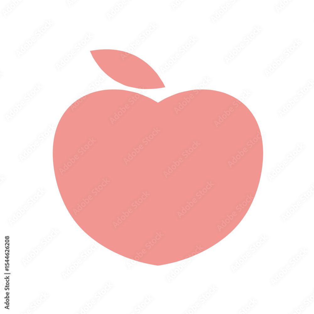 Obraz premium Simplified Peach Icon: Minimalist Pink Fruit Illustration.
