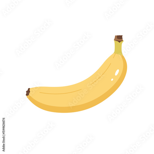 Simple and Vibrant Illustration of a Single Banana.