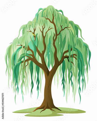 Elegant Weeping Willow Tree Design perfect for logos branding nature illustrations and botanical projects needing a graceful tree element