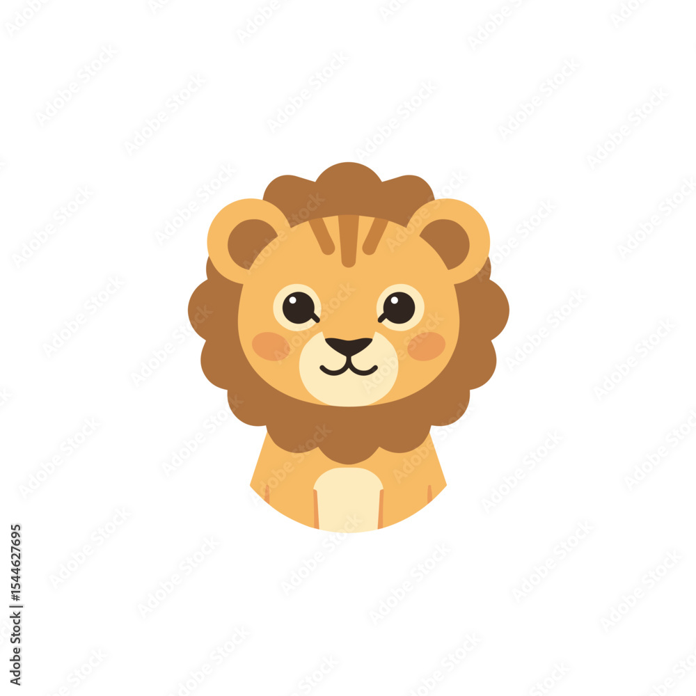 Cute Cartoon Lion Cub Portrait in Circle. Cute Cartoon Lion Cub Portrait in Circle.