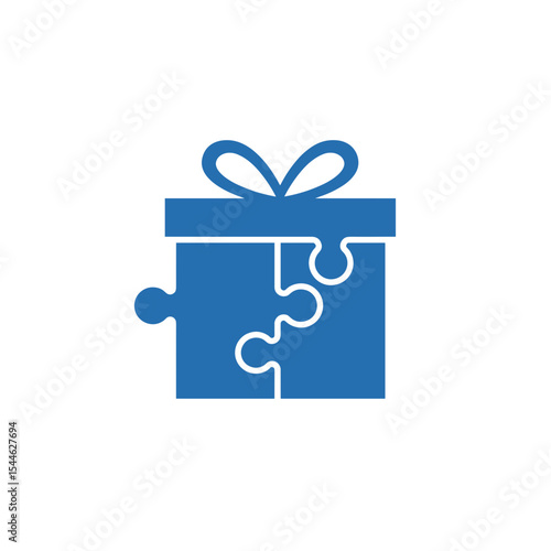 A Gift Box Composed of Puzzle Pieces Representing a Complete Present.