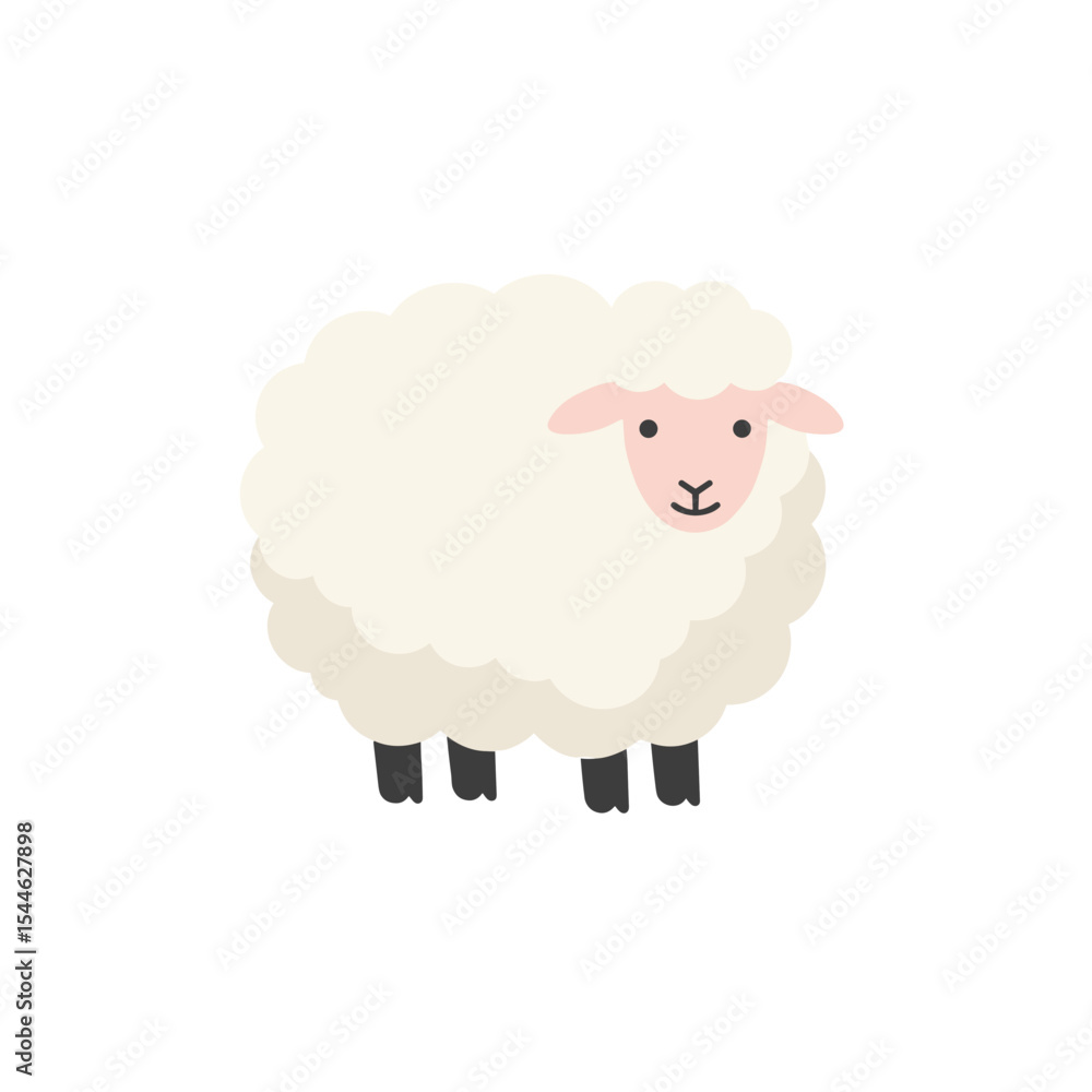 Adorable Cartoon Sheep Illustration Fluffy White Wool. Adorable Cartoon Sheep Illustration Fluffy White Wool.