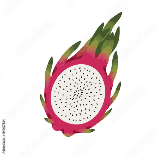 Vibrant Dragon Fruit Slice with Intricate Texture.