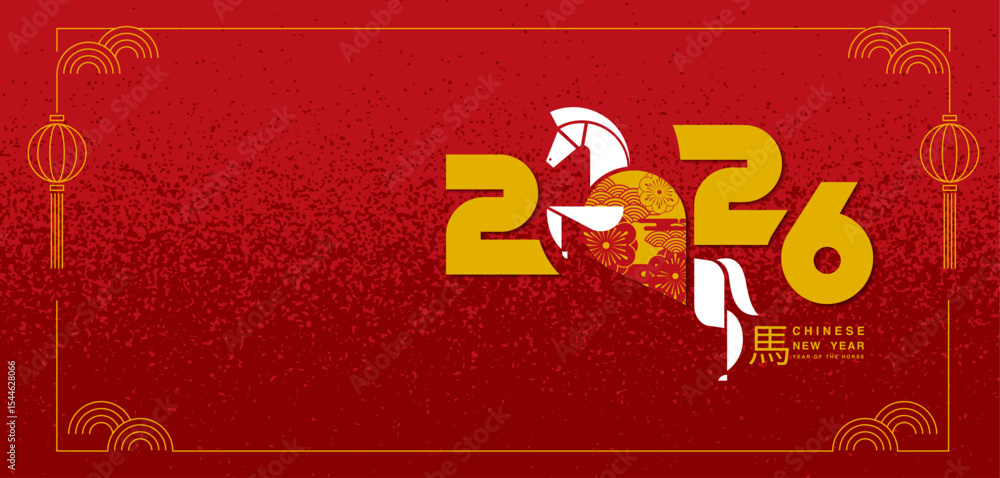 Naklejka premium Lunar new year, Chinese New Year 2026 ,Year of the Horse