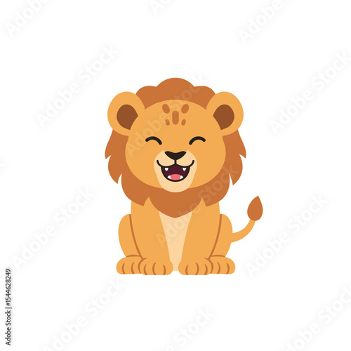 Adorable Cartoon Lion Cub with a Joyful Expression.