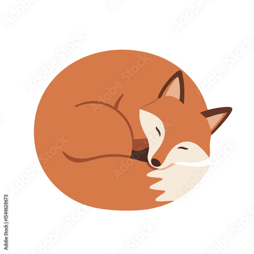 A curled-up sleeping fox in a circular warm embrace.