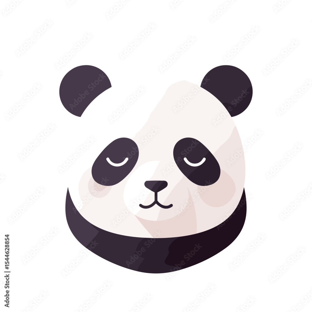 Adorable Panda Face with Black and White Fur Smiling Contentedly Simple Design. Adorable Panda Face with Black and White Fur Smiling Contentedly Simple Design.