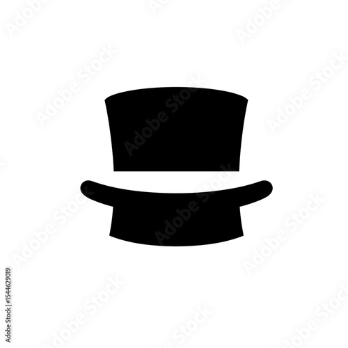 Classic Black Top Hat Icon: Simple Silhouette Design.