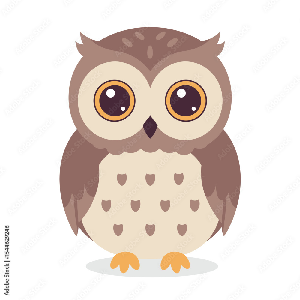 Cute Cartoon Owl with Big Eyes and Soft Colors. Cute Cartoon Owl with Big Eyes and Soft Colors.