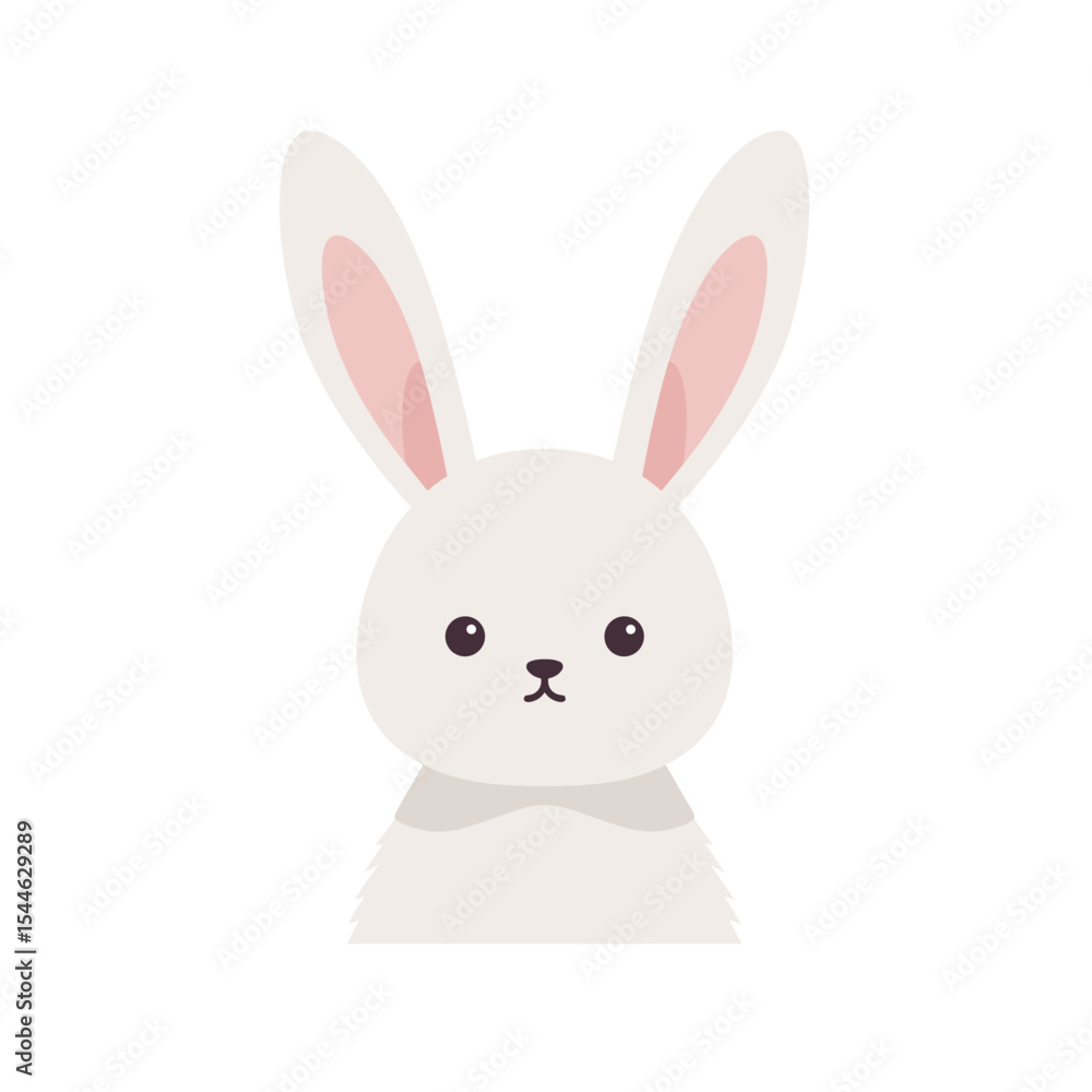 Adorable Cartoon Bunny with Long Ears and Pink Inner Ears. Adorable Cartoon Bunny with Long Ears and Pink Inner Ears.