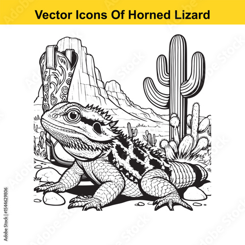 Horned Lizard Cartoon Vector – Desert Reptile Western Style