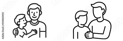 Father and son bonding through a loving embrace at home during a warm afternoon