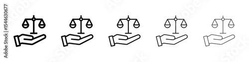 Justice scales in Hand icon filled flat sign concept for web design.