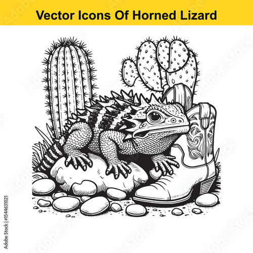 Horned Lizard Cartoon Vector – Desert Reptile Western Style