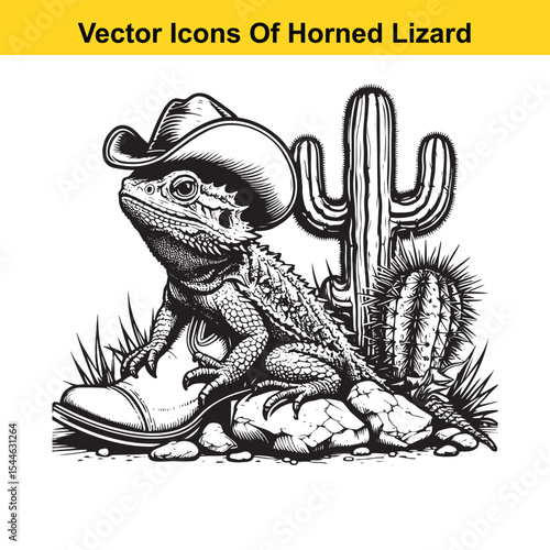 Horned Lizard Cartoon Vector – Desert Reptile Western Style