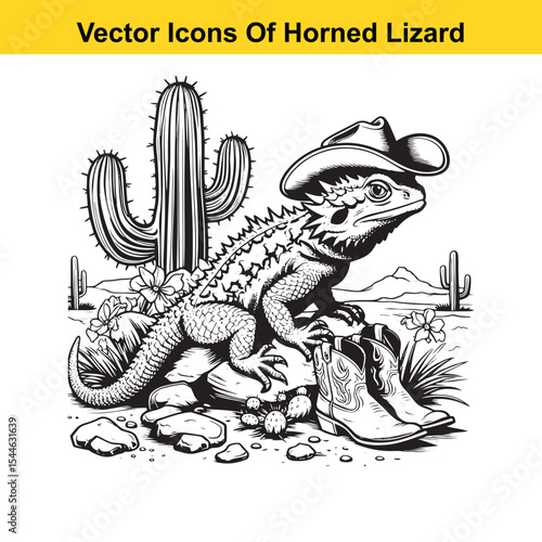 Horned Lizard Cartoon Vector – Desert Reptile Western Style