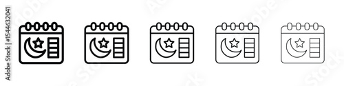 Islamic calendar icon filled flat sign concept for web design.