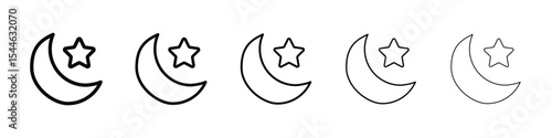 Islam star and crescent icon filled flat sign concept for web design.