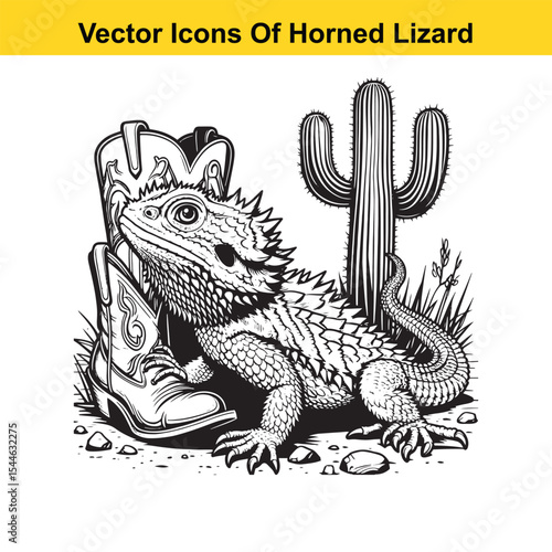 Horned Lizard Cartoon Vector – Desert Reptile Western Style