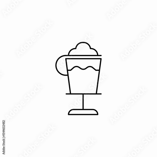 creamy latte glass icon sign vector