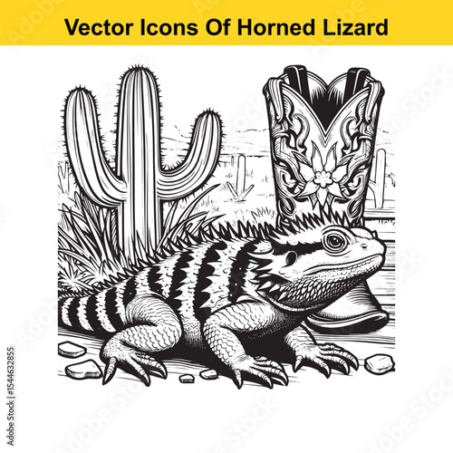 Horned Lizard Cartoon Vector – Desert Reptile Western Style
