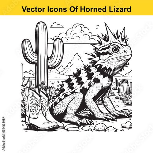 Horned Lizard Cartoon Vector – Desert Reptile Western Style