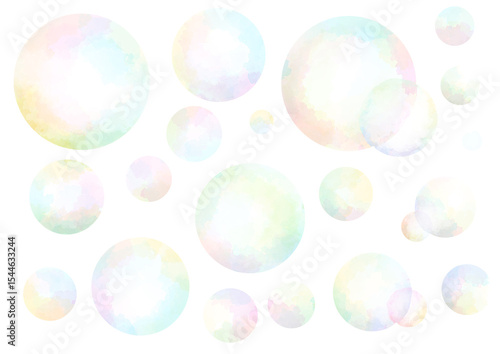 シャボン玉　イラスト　手描き　水彩風