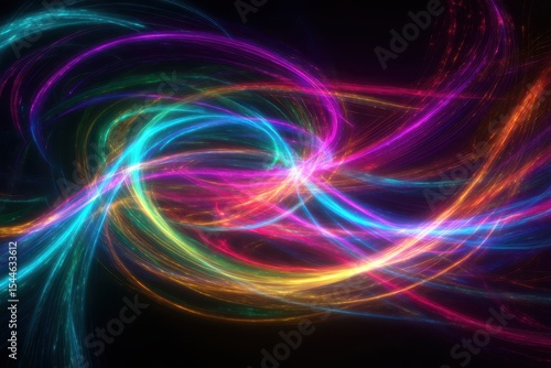 Crazy Glowing Color Swirls - Abstract Colorful Neon Spiral Background.