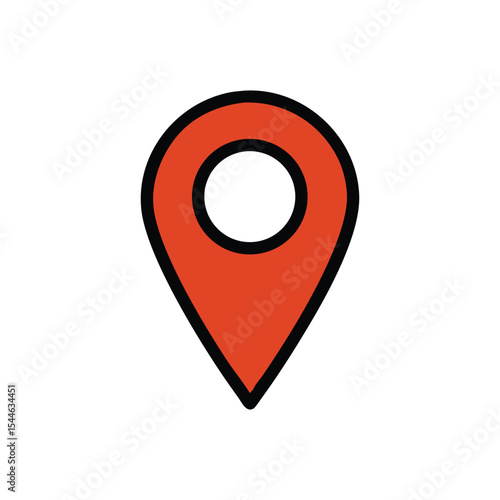 Red location pin icon with a white circle in the center on a white background. Free Download Red location pin icon with a white circle in the center on a white background. - GFXLoad