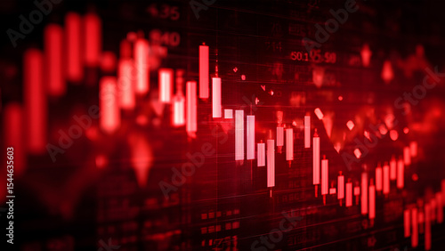 Stock market falling and going down showing recession and loss. Negative and bearish market