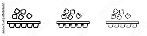 Ice cube plastic container icon filled flat sign concept for web design.